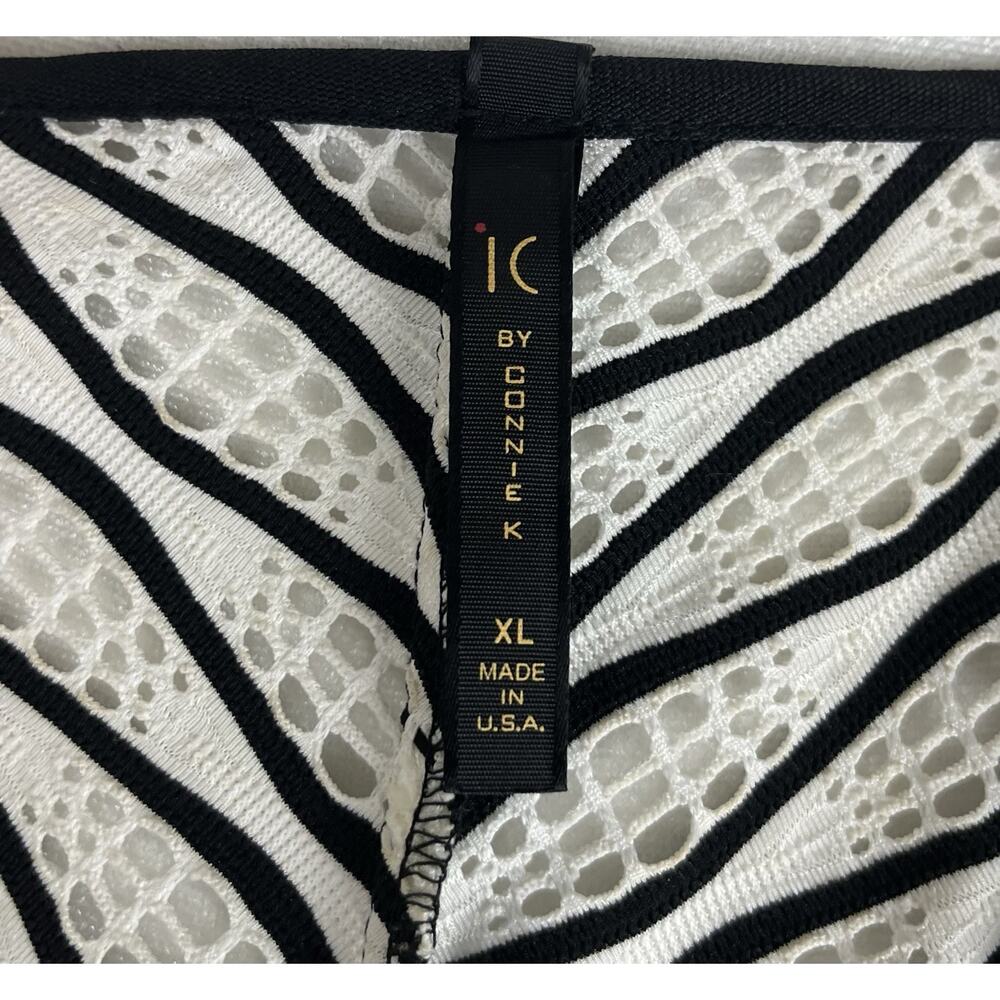 IC By Connie K Open Waterfall Drape Cardigan Black White Minimalist Size XL - Picture 5 of 6